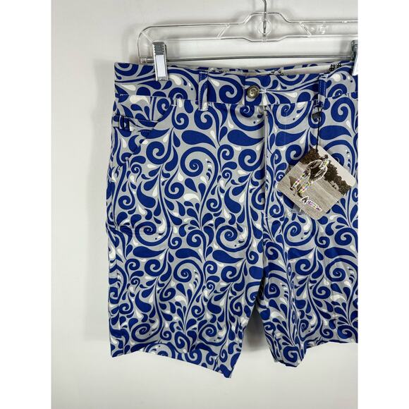 NWT Royal & Awesome Club Swirl Paisley Print Golf Shorts Blue Grey Size 32 - Picture 9 of 12
